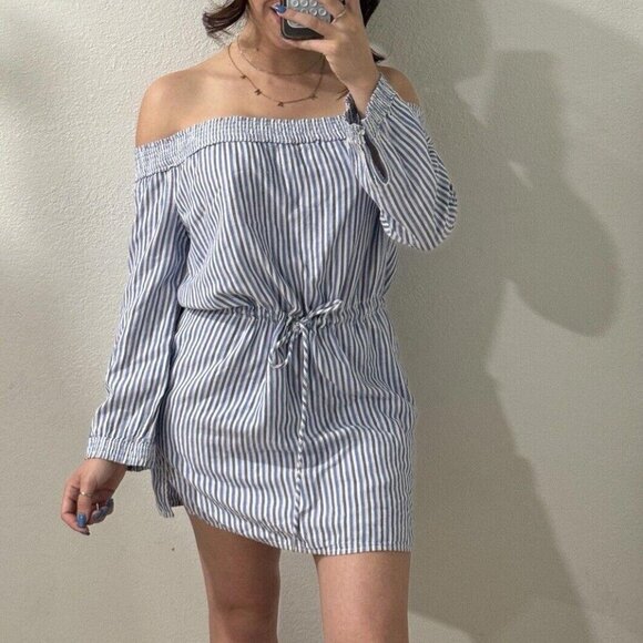 Rag & Bone/Jean Womens S Drew Poplin Off-the-Shoulder Drawstring Dress - Picture 12 of 12